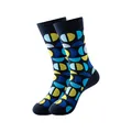 Chaussettes de sport en coton unisexe avec motif géométrique de demi-cercles colorés - Taille unique / Motif demi-cercle géométrique bleu foncé (240)