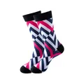 Chaussettes en coton unisexe avec motif géométrique zigzag rose et bleu marine - Taille unique / Bloc de couleur en V géométrique (241)