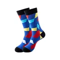 Chaussettes en coton à motif géométrique coloré pour hommes et femmes à la pointe de la mode - Taille unique / Patchwork géométrique coloré (242)