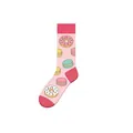Funny crew socks featuring colorful donut and macaron food patterns for men and women - One Size (37-46) / Macaron Donut Style (KJ-040) / Pink