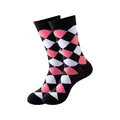 Chaussettes mi-hautes en coton à motif losanges pour hommes et femmes, rose et noir - Taille unique / Motif à losanges rose blanc et noir (245)