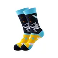 Chaussettes personnalisées avec motif d'astronaute bleu marine et jaune sur le thème de l'espace - Taille unique / Design espace astronaute bleu marine (246)