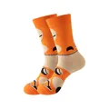 Chaussettes mi-mollet en coton à motifs orange et beige pour hommes et femmes - Taille unique / Motif Graphique Abstrait (314)