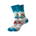 Chaussettes unisexes avec un motif de ski bleu et gris vif et des montagnes enneigées. - Taille unique / Motif Sport de Ski (307)