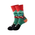 Chaussettes mi-hautes en coton avec motif de randonnée et paysage de montagne coloré - Taille unique / Motif Randonnée en Plein Air (310)