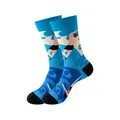 Chaussettes en coton bleues avec motifs de nageurs et vagues de l'océan vibrantes - Taille unique / Illustration de Natation Océanique (311)