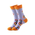 Chaussettes mi-mollet en coton violet avec motifs de clown et de pizza amusants - Taille unique / Motif Clown Pizza (233) / Lavande