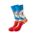 Chaussettes montantes en coton uniques avec motif de tennis coloré sur fond blanc - Taille unique / Motif Joueur de Tennis (316) / Bleu ciel