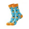 Chaussettes bleues et orange avec motif ananas vibrant pour l'automne et l'hiver - Taille unique / Imprimé Ananas (334) / Bleu ciel