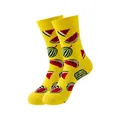 Chaussettes mi-mollet en coton jaune vif avec motifs pastèque amusants pour un look quotidien - Taille unique / Motif Pastèque (321) / Jaune