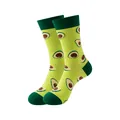 Chaussettes en coton vertes avec motifs d'avocat mignons et talons contrastés - Taille unique / Motif Avocat (326) / Vert clair