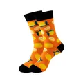 Chaussettes mi-mollet en coton orange vif avec un motif frais de citrons jaunes. - Taille unique / Motif Citron (329) / Orange