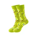 Chaussettes mi-mollet vert vif avec un motif ludique de tranches de kiwi amusant - Taille unique / Motif Kiwi (324)