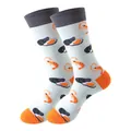 Chaussettes mi-hautes en coton avec motif original de crevettes et de moules de mer - Taille unique / Motif Fruits de Mer (259)