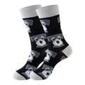 Chaussettes en coton avec motif mignon de chien Schnauzer de dessin animé noir et gris - Taille unique / Motif Schnauzer / Noir (265)