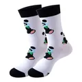 Chaussettes blanches en coton unisexe avec un motif de panda mignon de style dessin animé - Taille unique / Panda / Blanc (267)