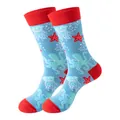 Chaussettes à thème océan avec motifs de méduses et poulpes en bleu et rouge vif - Taille unique / Motif Vie Marine (254)