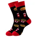 Chaussettes tendance en coton mi-mollet avec motifs ludiques de burgers et frites - Taille unique / Motif Imprimé Fast-Food (359)