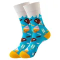 Chaussettes en coton bleu avec un motif ludique de glaces et de sucettes glacées cartoon - Taille unique / Motif de crème glacée (348)