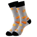 Chaussettes grises en coton avec motifs de pains et pâtisseries pour l'automne et l'hiver - Taille unique / Motif de pain (340)