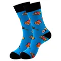 Chaussettes bleues avec motif sushi et accents noirs en mélange de coton doux. - Taille unique / Motif Sushi (339)