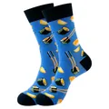 Chaussettes bleues à motifs de sushi et baguettes pour hommes et femmes en coton doux - Taille unique / Motif de Dessin Animé de Sushi (357) / Bleu saphir