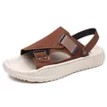 Sandalias de hombre en color marrón estilo cuero con suela suave y correa ajustable - 38 / Marrón