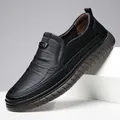 Mocasines de cuero negro para hombre con suelas de goma antideslizantes duraderas - 38 / Estilo Negro Cuatro Estaciones