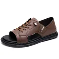 Sandalias casuales marrones para hombre con suela antideslizante y diseño calado - 38 / Marrón