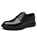 Zapatos formales clásicos de cuero negro para hombre con suela gruesa de negocios - 37 / Estilo Negro Cuatro Estaciones