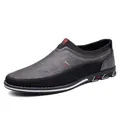 Premium grey and black textured leather slip-on loafers for men in large sizes - 38 / Slip-On / Gray