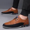 Classiche scarpe brogue da uomo in marrone e nero per business casual con suola antiscivolo - 38 / Chiusura a laccio / Arancione