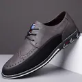 Scarpa brogue business casual da uomo in grigio e nero, taglie forti disponibili - 38 / Chiusura a laccio / Grigio