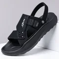 Men's casual black dual-use sandals with soft non-slip sole for summer beach - 38 / Black