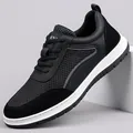 Fashionable black mesh casual men's sneaker with breathable design and white sole - 38 / Black Mesh