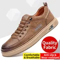 Men's retro brown casual leather shoes featuring a soft breathable upper and durable sole - 38 / Brown