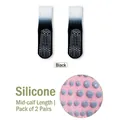 Professional black gradient women's mid-calf yoga socks featuring non-slip silicone dots - One Size [35-42] / 2 Pairs Set / Black