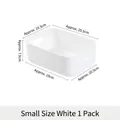 Small white plastic storage organizer bin with handles for desk and kitchen - Small (20.5x14.5x7.5cm) / White
