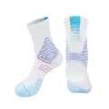 Professional mid-calf basketball sports socks for men in white and blue variant - 39-44 / White/Blue