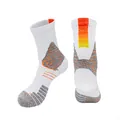 Chaussettes de basket-ball blanches pour hommes avec grip orange et semelle rembourrée sport - 39-44 / Blanc/Orange