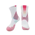 Chaussettes de basket blanches avec détails roses et bleus, semelle en éponge rembourrée - 39-44 / Blanc/Rose
