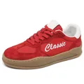 Retro red mesh and suede men's sneakers with gum sole and white Classic script embroidery - 39 / Red