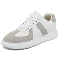 White and grey German Army Trainer sneakers with hidden 6cm wedge heel for retro style - 34 / GAT Style (c188) / White