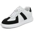 Casual 6cm height increasing sneakers in black and white leather, vintage GAT style footwear - 34 / GAT Style (c188) / Black and White