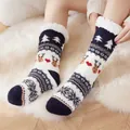 Cozy Christmas sherpa lined fuzzy socks with reindeer and tree pattern for winter - One Size / Christmas Blue