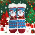 Kerstsokken voor volwassenen met kerstmanpatroon en witte fleecevoering - Eén maat / Nieuwe Kerstman