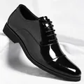 Men's black patent leather British style Oxford dress shoes for formal business - 37 / Black