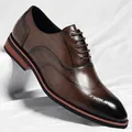Klassische braune Oxford-Brogue-Schuhe aus Leder für Herren, ideal für Business oder Hochzeit - 37 / Braun
