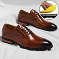 Braune Oxford-Schuhe aus Leder mit 1,2 cm hoher Erhöhungs-Halbeinlage - 37 / 1.2cm Erhöhende Einlegesohle / Braun