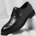 Klassischer schwarzer Leder-Business-Schuh mit Handkrallen-Textur für Herrenmode - 38 / Ganzjahresschwarz